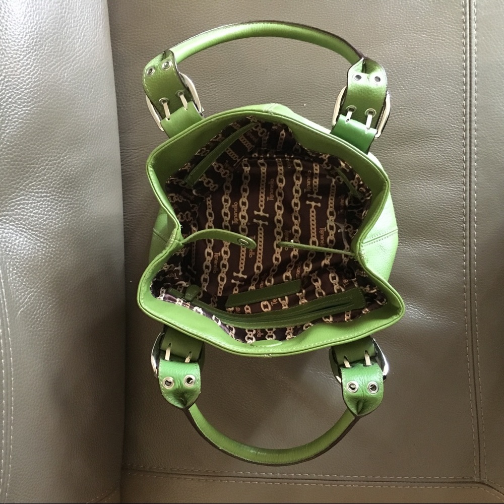 Tignanello Green Leather Bucket Bag - Picture 5 of 8